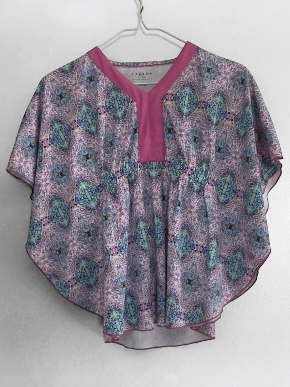 Cabana Life Girls Size 6 Beach Poncho Cover Up Pink Medallion UPF Sun Protection